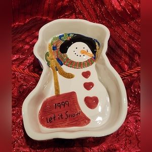 VINTAGE SNOWMAN CANDY BOWL